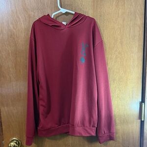 SHEIN Burgundy Hoodie with Playing Card Motif